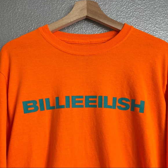 Billie Eilish Don't Smile At Me Neon Orange Longsleeve Shirt - Picture 3 of 5
